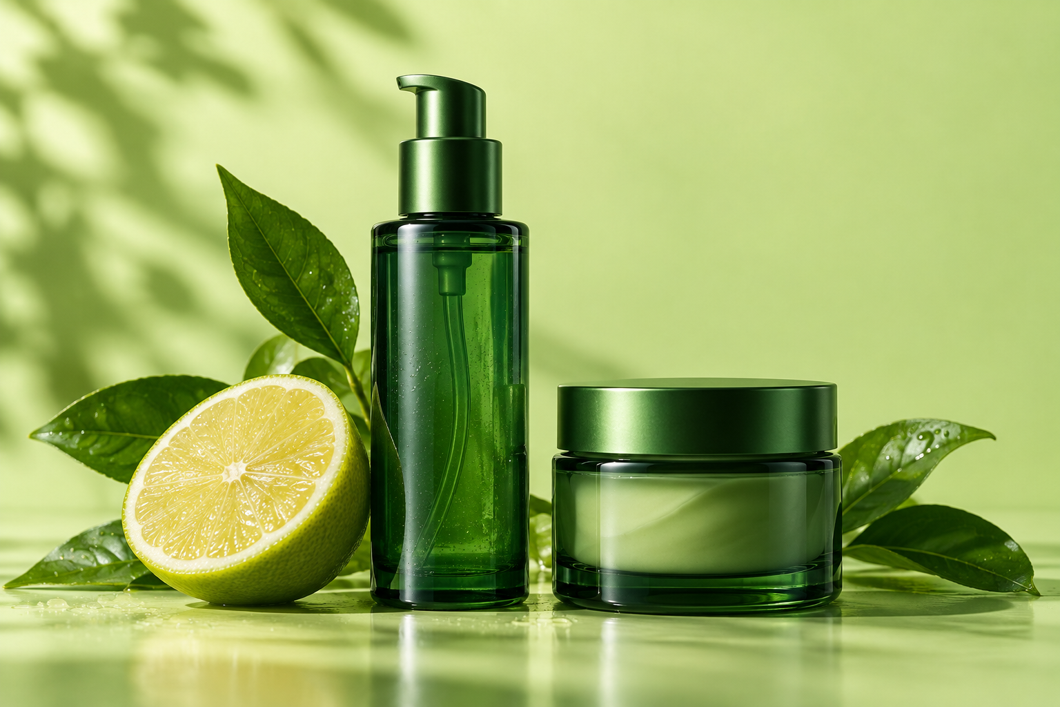 Illustrative botanical skincare product image
