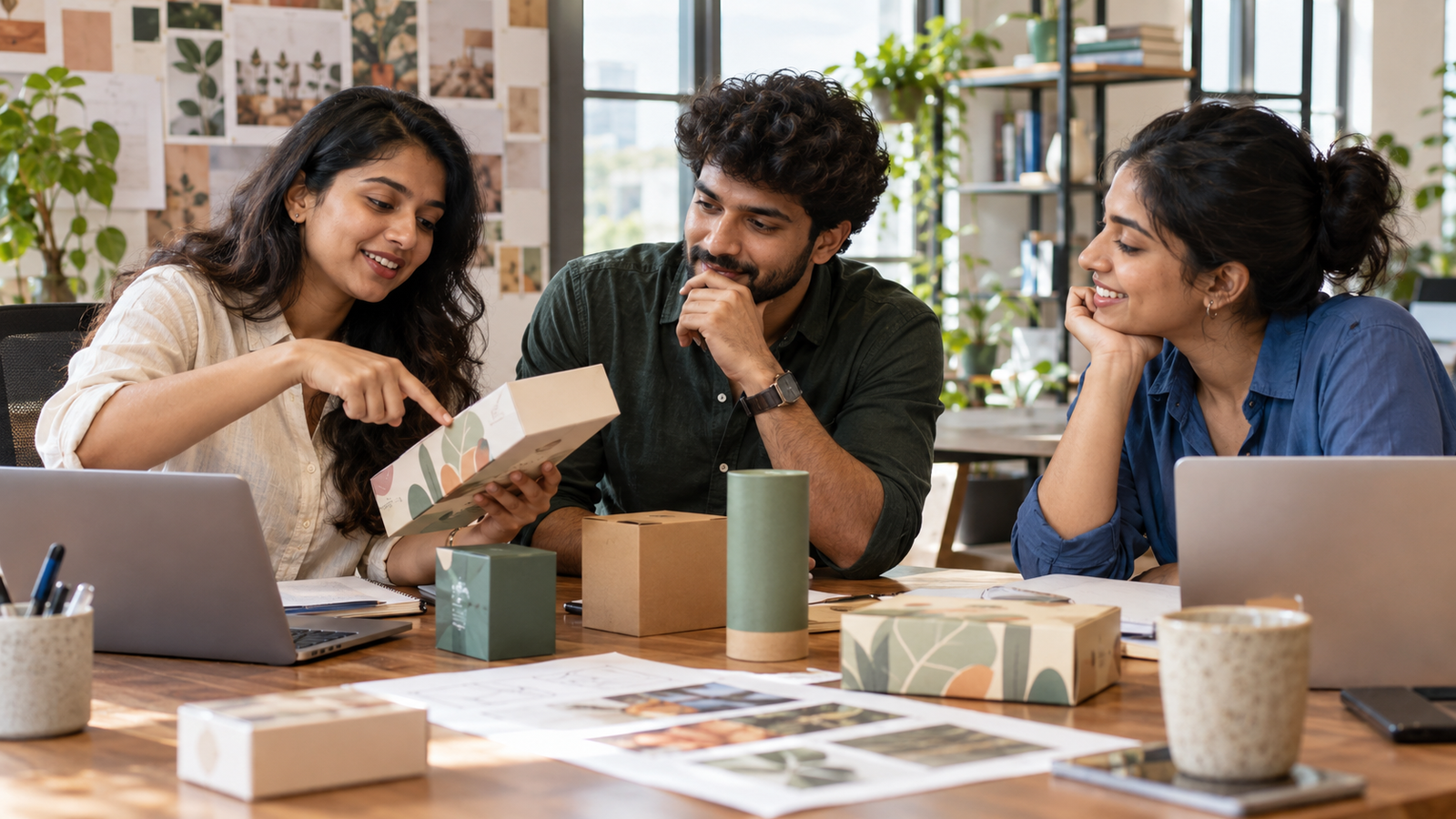 Marketing agency team collaborating on product campaigns
